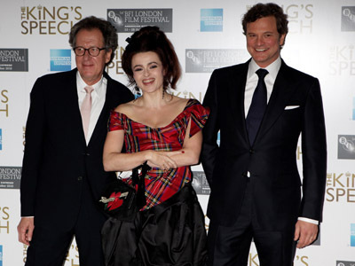 Colin Firth, Helena Bonham Carter and Geoffrey Rush