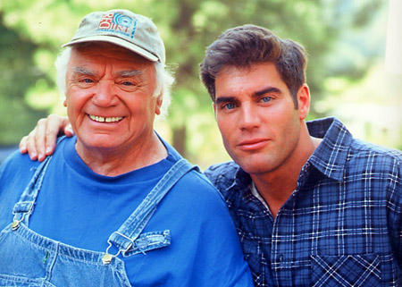 Old Bull, Young Bull. Ernest Borgnine and Paul Sampson on the Idaho set of 