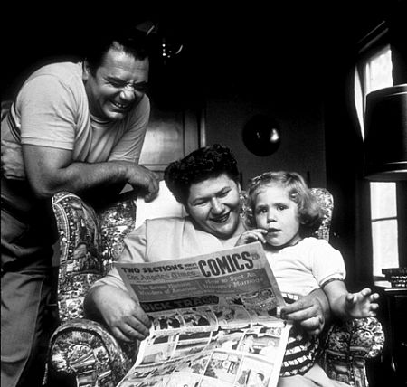 Ernest Borgnine with his wife, Rhoda, and daughter, Nancy, at home, 1955.