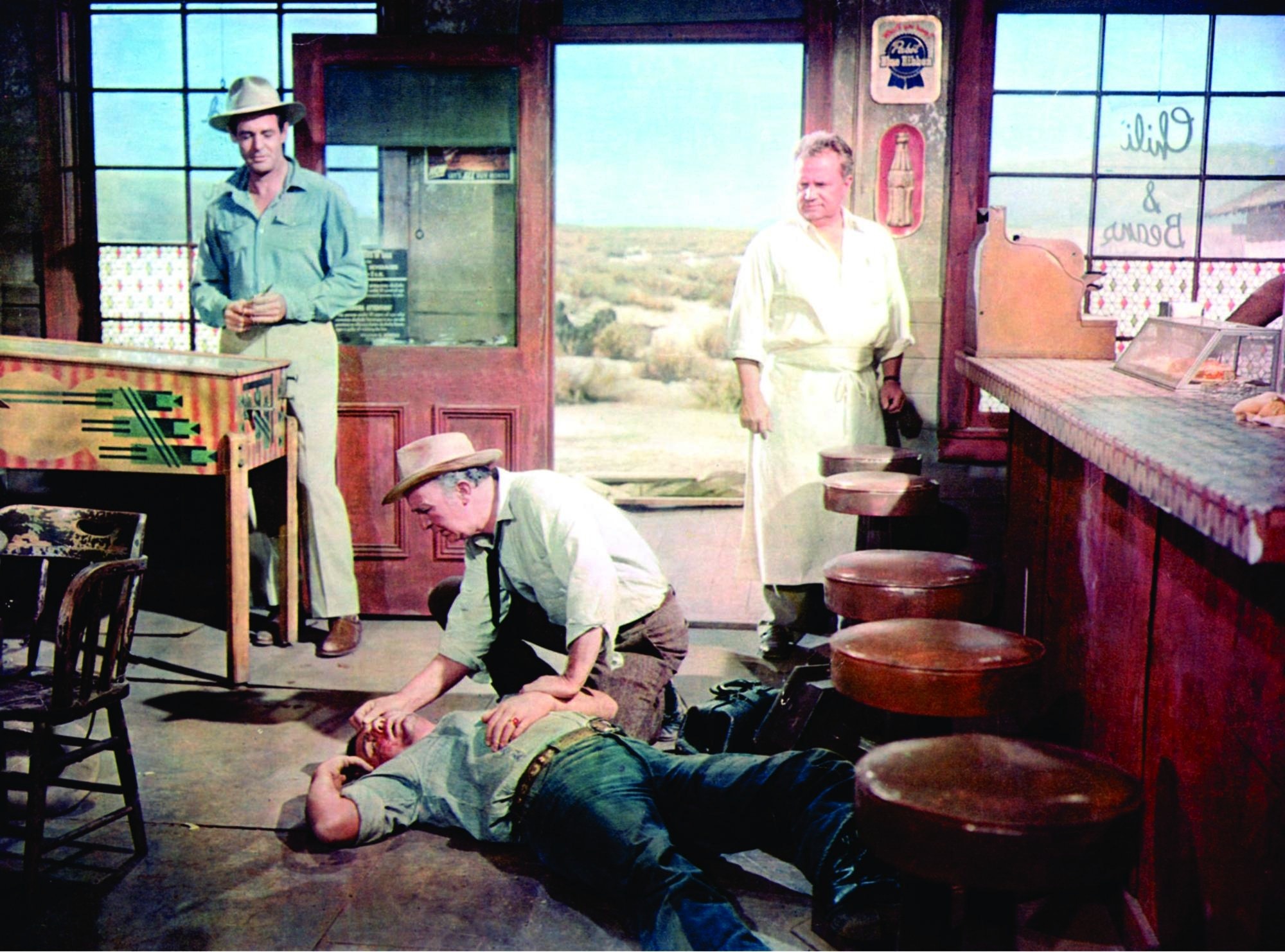 Still of Ernest Borgnine, Walter Brennan, Robert Ryan and Walter Sande in Bad Day at Black Rock (1955)