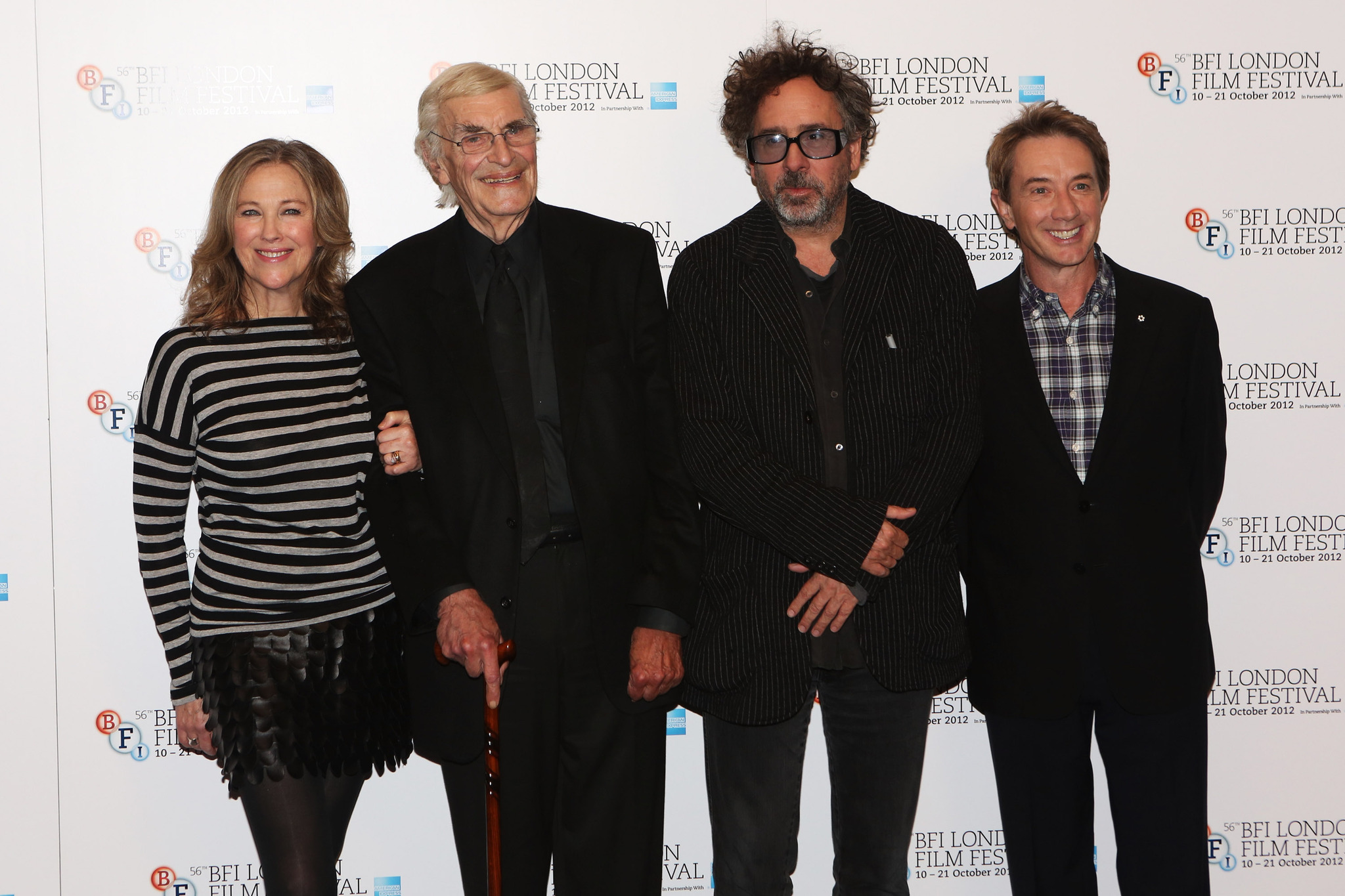 Tim Burton, Martin Landau, Catherine O'Hara and Martin Short at event of Frankenvynis (2012)