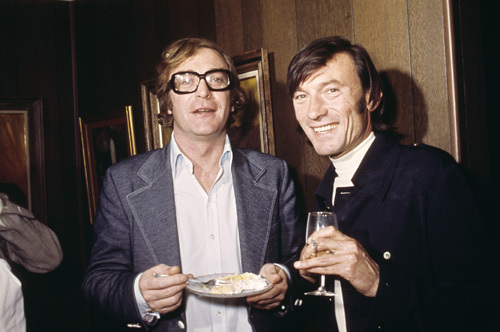 Michael Caine and Laurence Harvey on Michael's wedding day to Shakira