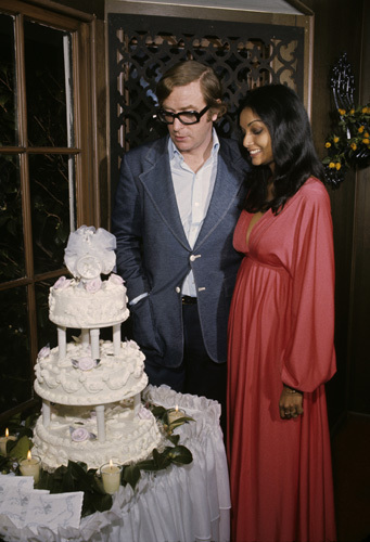 Michael Caine and his wife Shakira on their wedding day