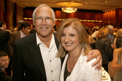 Chevy Chase and Arianna Huffington