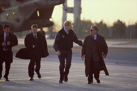 (Center) James Cromwell as President Fowler and (right) Bruce McGill as National Security Advisor Revell in 