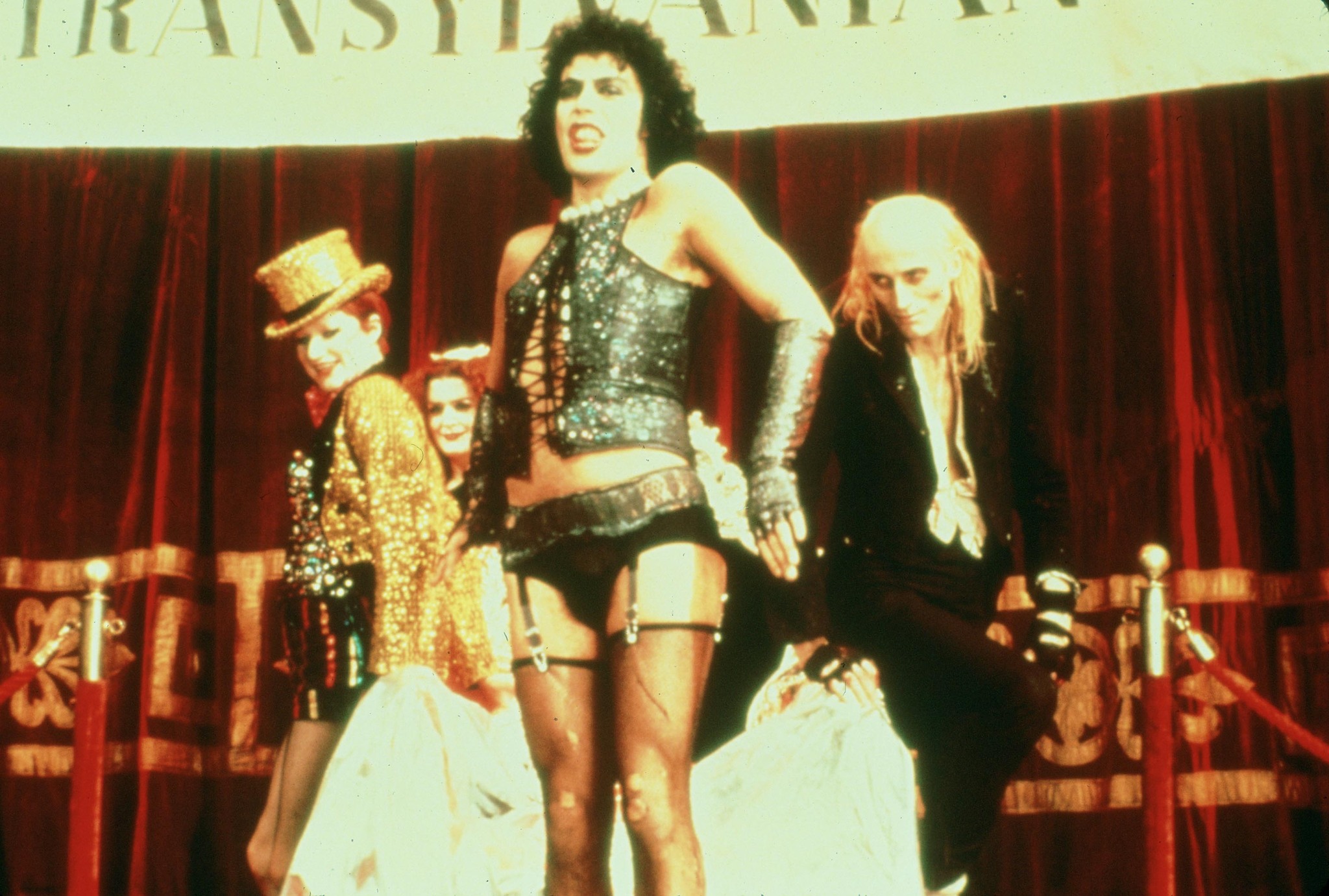 Still of Tim Curry, Nell Campbell, Richard O'Brien and Patricia Quinn in The Rocky Horror Picture Show (1975)