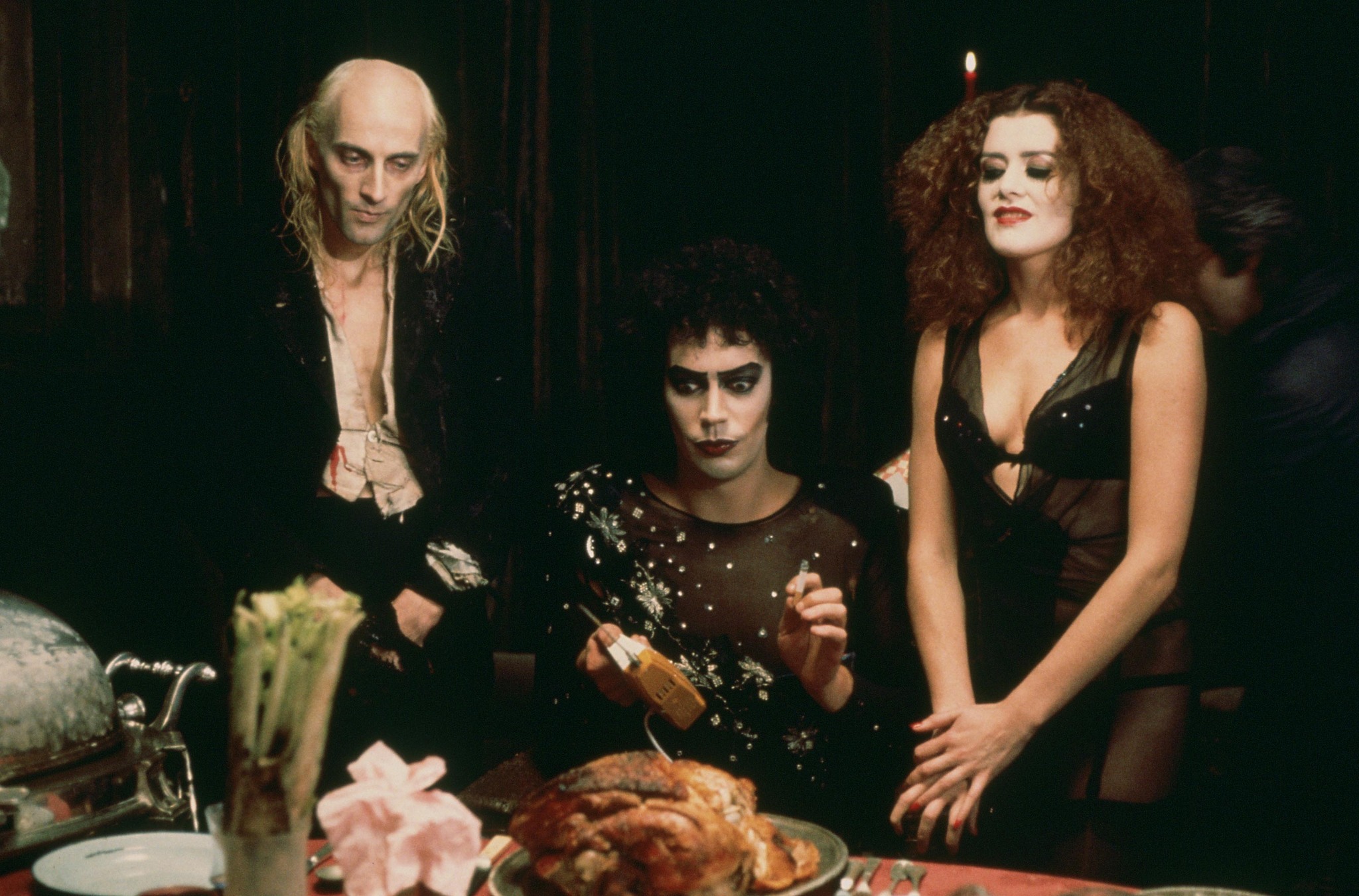 Still of Tim Curry, Richard O'Brien and Patricia Quinn in The Rocky Horror Picture Show (1975)