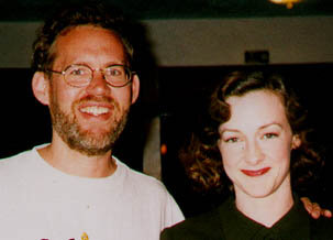 Todd Stockman and Joan Cusack on the set of Cradle Will Rock.