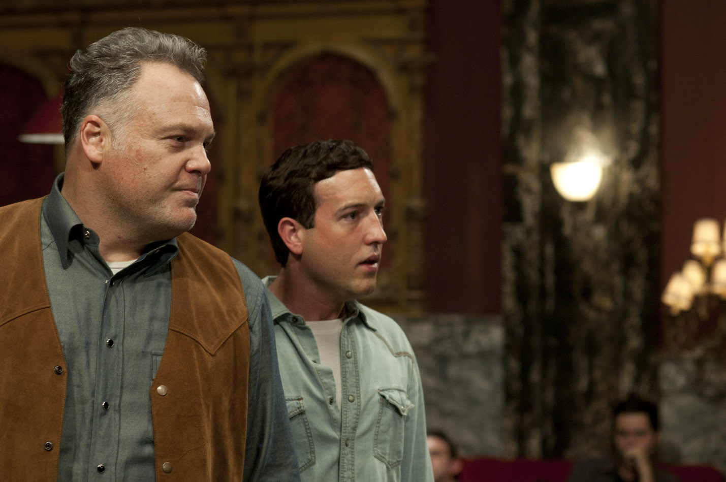 Still of Vincent D'Onofrio and Chris Marquette in Broken Horses (2015)
