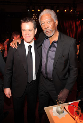 Morgan Freeman and Matt Damon at event of 15th Annual Critics' Choice Movie Awards (2010)