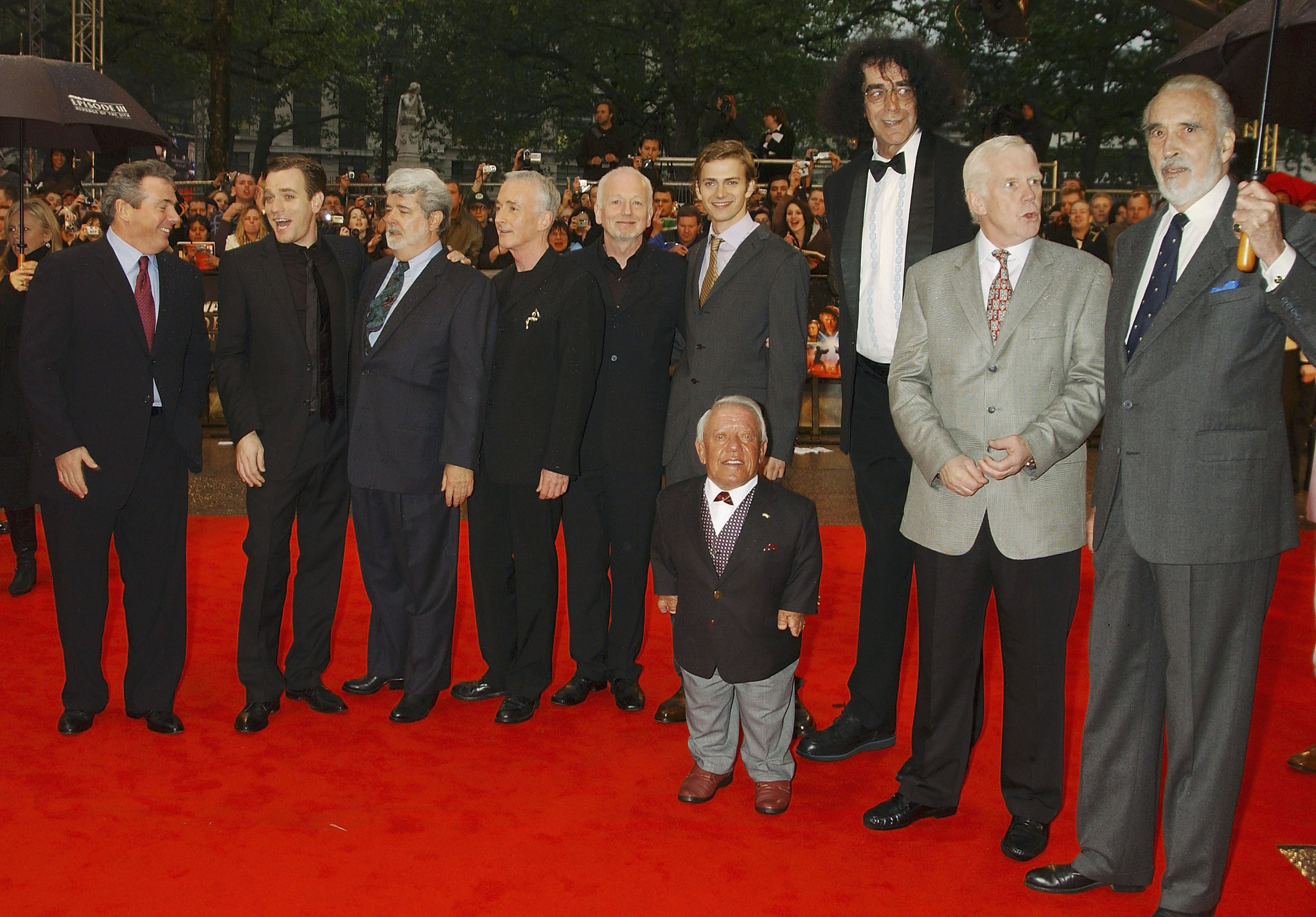 George Lucas, Ewan McGregor, Anthony Daniels, Christopher Lee, Ian McDiarmid, Kenny Baker, Hayden Christensen and Peter Mayhew