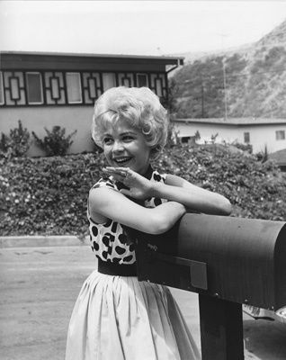 Sandra Dee in front of her house circa 1956