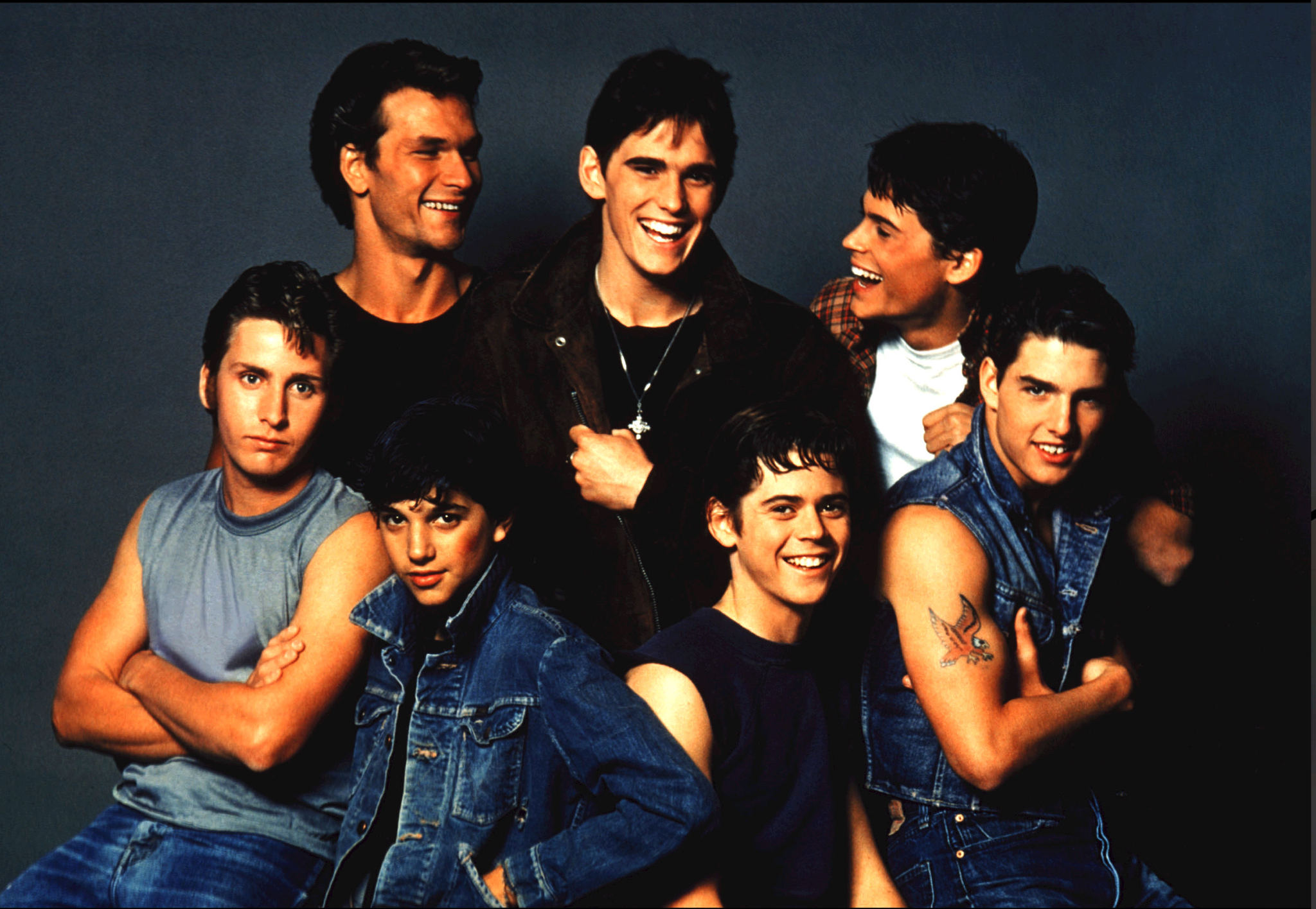 Still of Tom Cruise, Matt Dillon, Emilio Estevez, Rob Lowe, Patrick Swayze, C. Thomas Howell and Ralph Macchio in The Outsiders (1983)