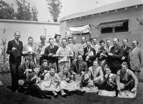 Walt Disney and staff of animators circa 1930