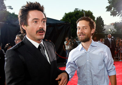 Robert Downey Jr. and Tobey Maguire at event of Griaustinis tropikuose (2008)
