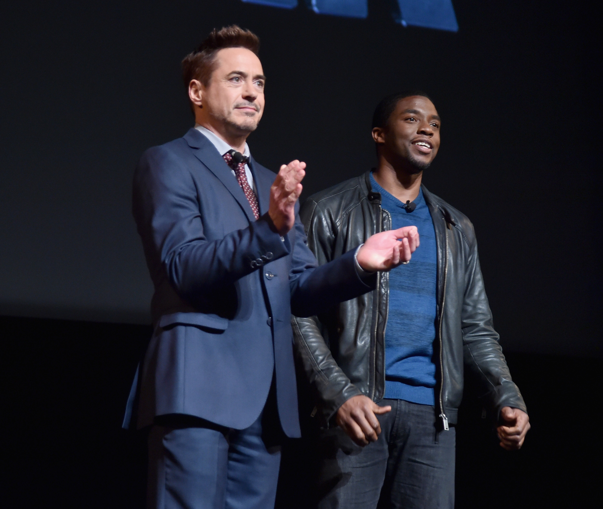Robert Downey Jr. and Chadwick Boseman at event of Black Panther (2018)