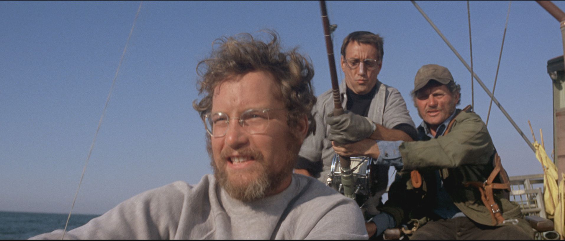 Still of Richard Dreyfuss, Roy Scheider and Robert Shaw in Nasrai (1975)