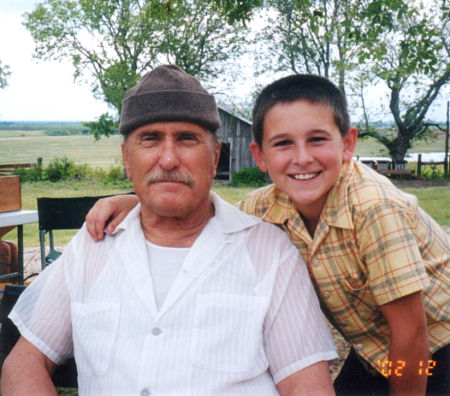 Robert Duvall and Mitchel Musso on the set of 