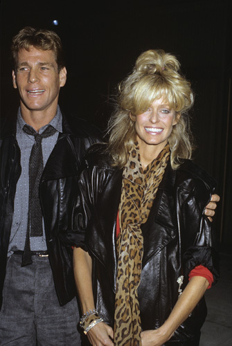 Ryan O'Neal and Farrah Fawcett circa 1980s