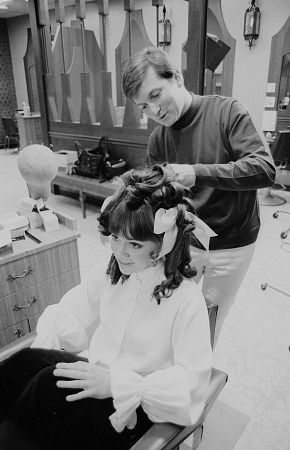 Sally Field getting her hair done, c. 1968