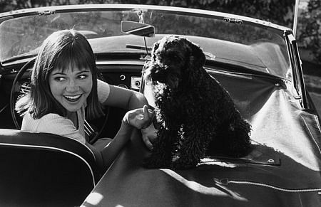 Sally Field at home in her 1965 MGB C. 1965