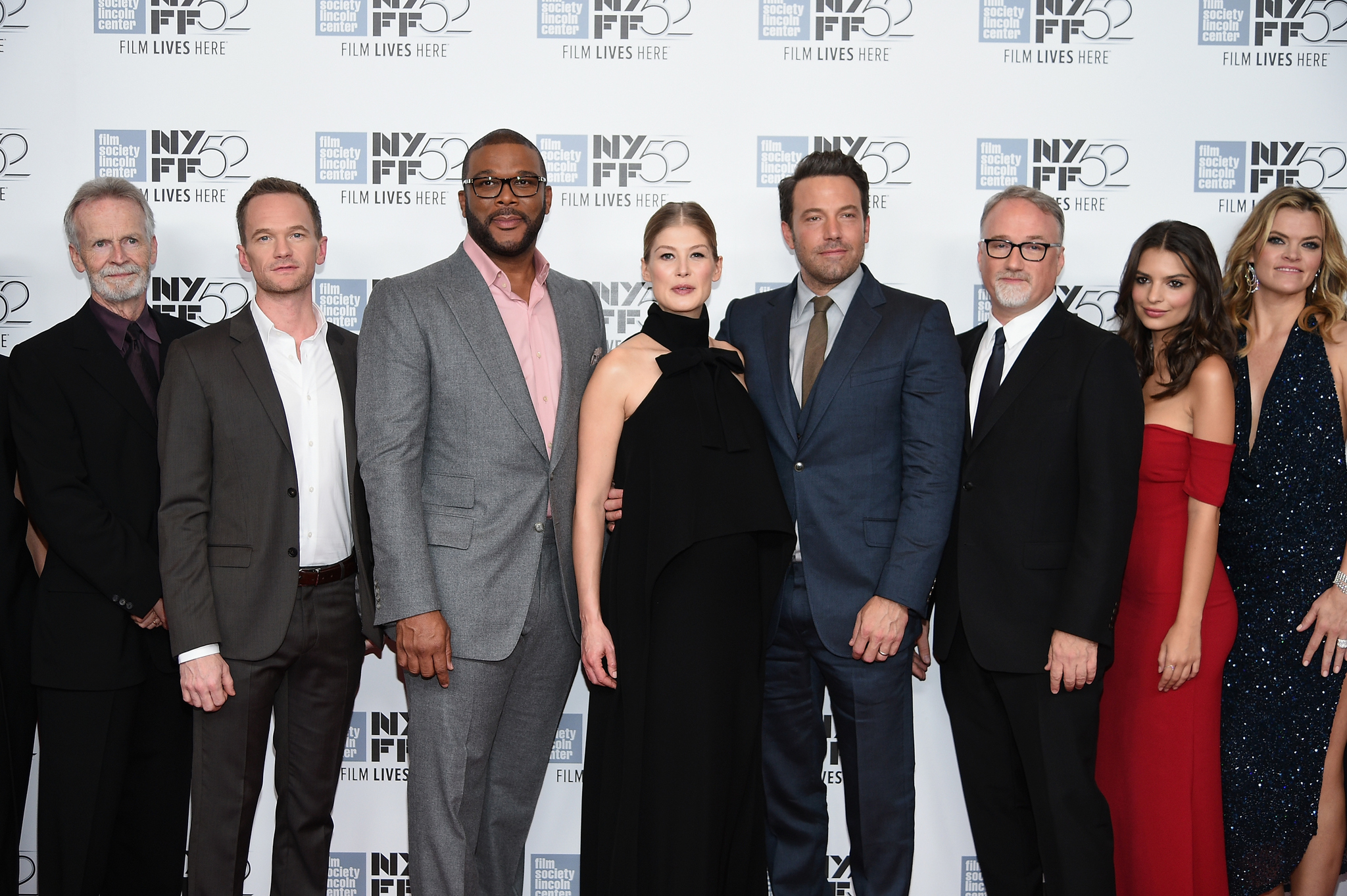 Ben Affleck, David Fincher, Neil Patrick Harris, David Clennon, Rosamund Pike, Missi Pyle, Tyler Perry and Emily Ratajkowski at event of Dingusi (2014)