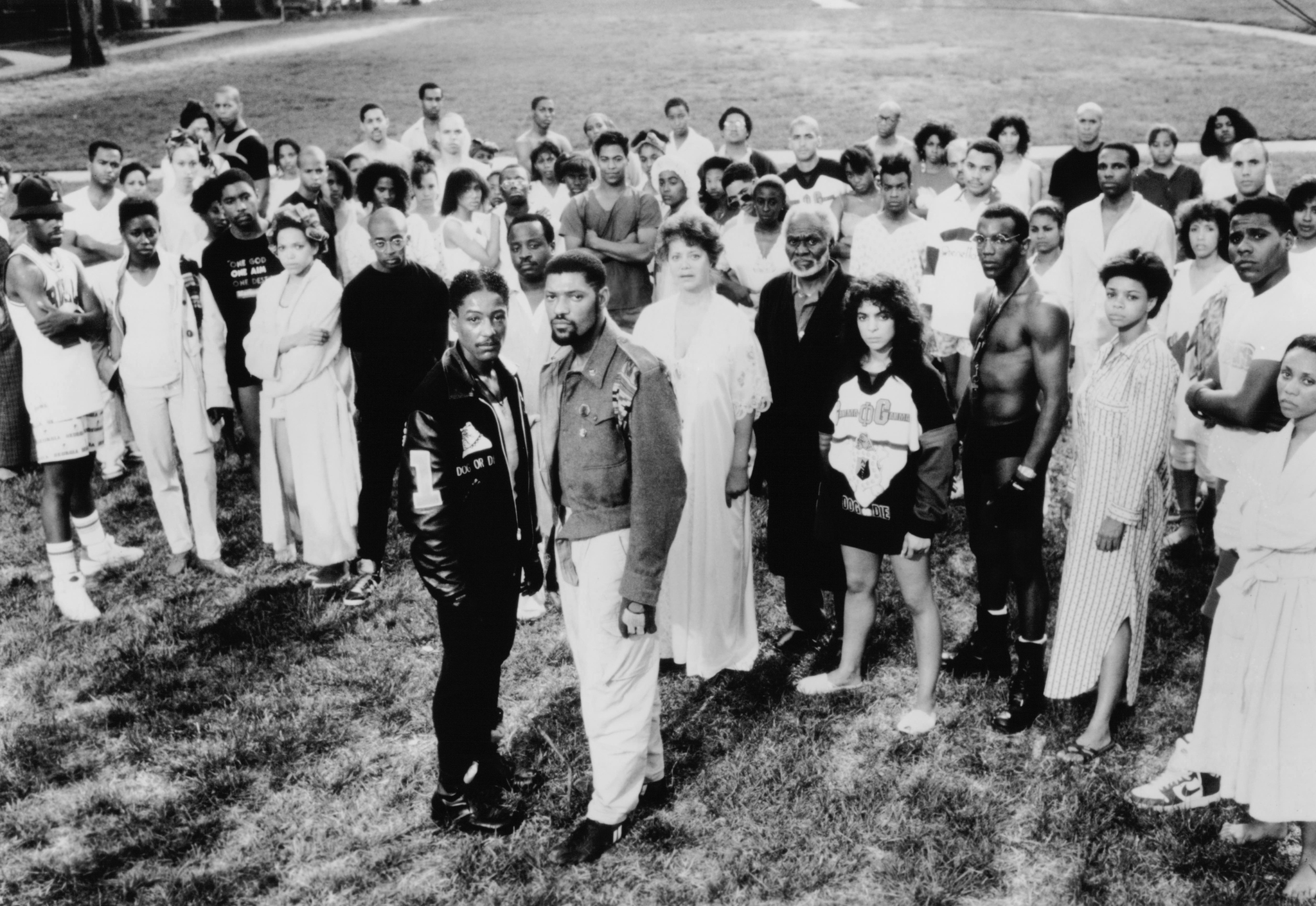 Still of Laurence Fishburne, Spike Lee, Giancarlo Esposito, Jasmine Guy, Tisha Campbell-Martin, Art Evans and Kadeem Hardison in School Daze (1988)