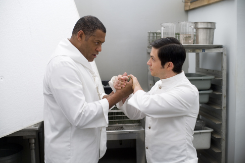 Still of Laurence Fishburne and Freddy Rodríguez in Bobby (2006)