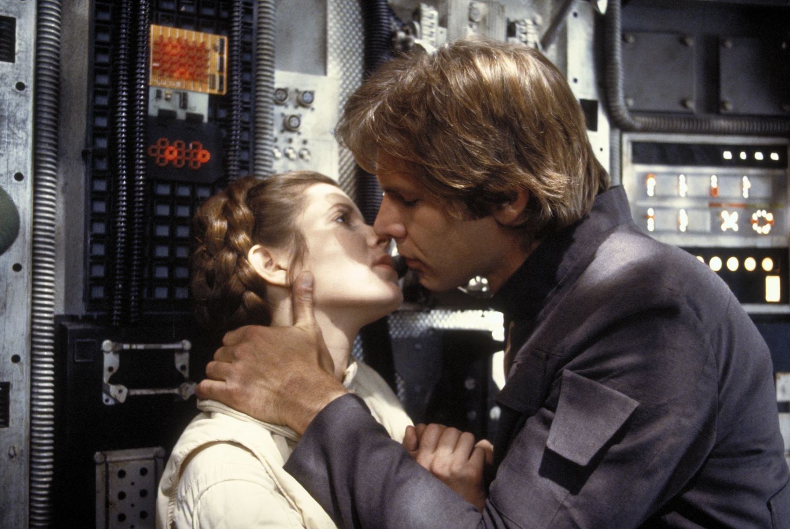 Still of Harrison Ford and Carrie Fisher in Zvaigzdziu karai. Imperija kontratakuoja (1980)