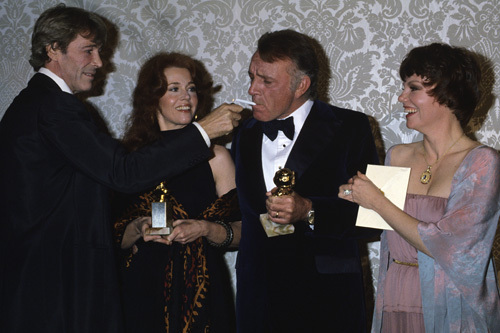 Jane Fonda with Peter O'Toole, Richard Burton and Marsha Mason at 