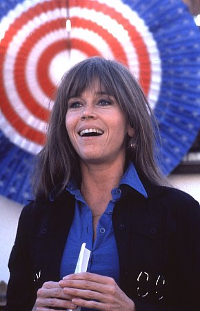 Jane Fonda during Tom Hayden rally