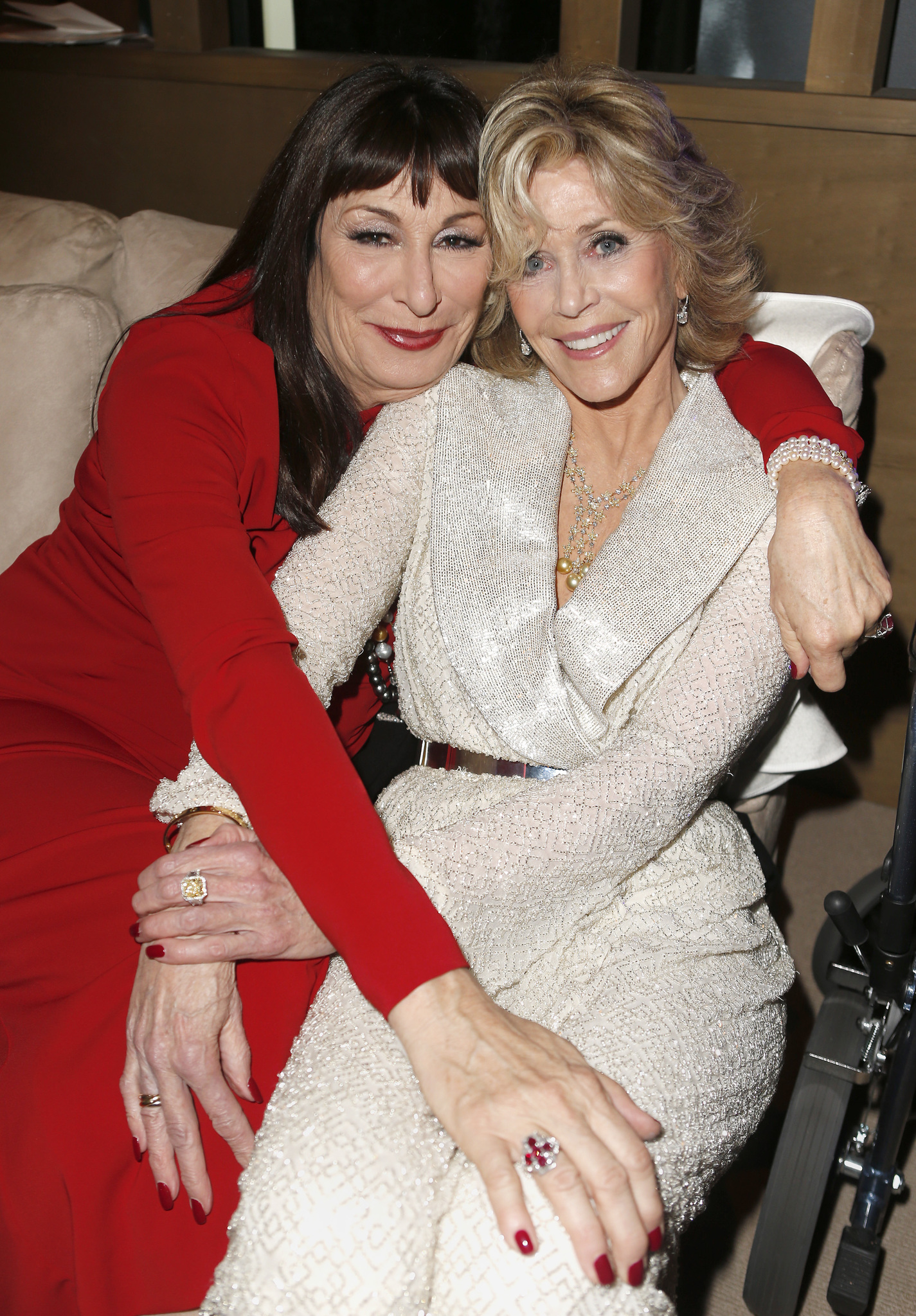 Jane Fonda and Anjelica Huston