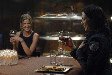 Still of Michelle Forbes and Tricia Helfer in Battlestar Galactica: Razor (2007)