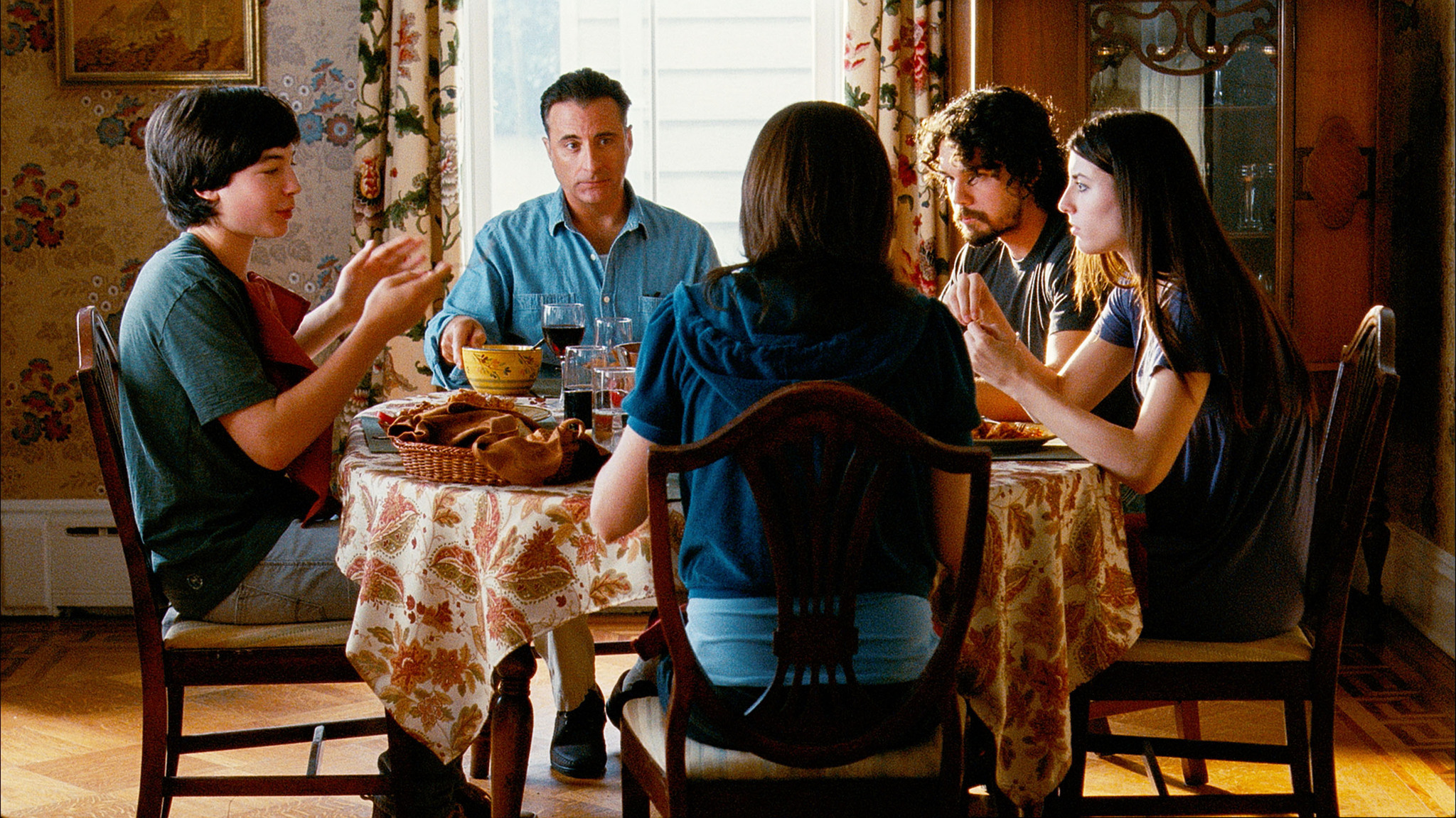 Still of Andy Garcia, Julianna Margulies, Steven Strait and Ezra Miller in City Island (2009)