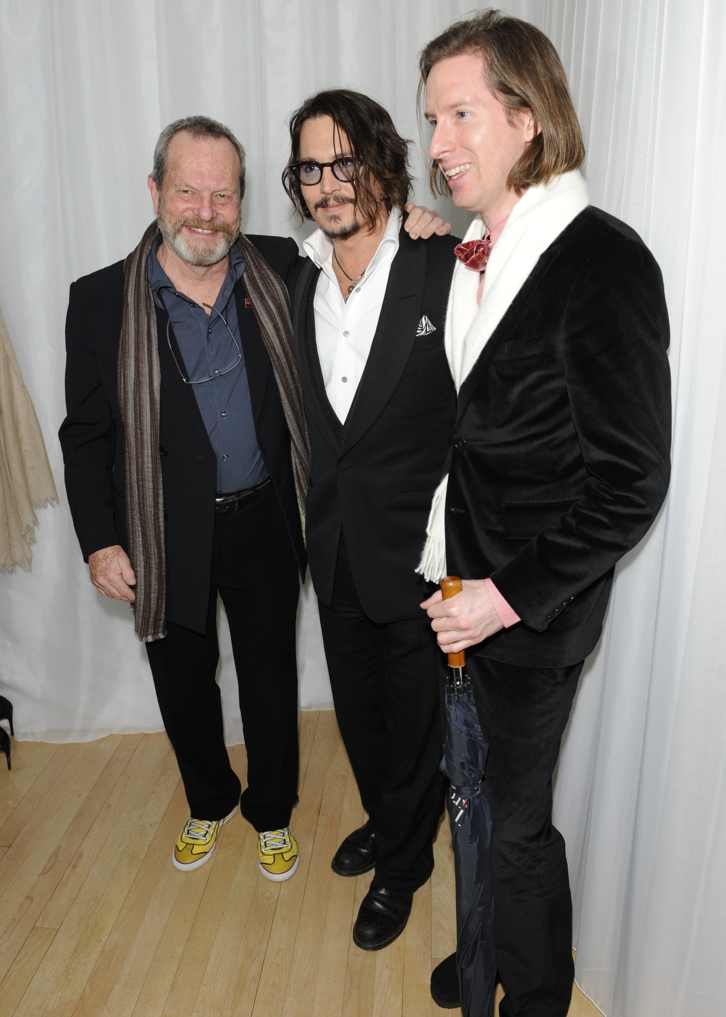 Johnny Depp, Terry Gilliam and Wes Anderson at event of Alisa stebuklu salyje (2010)
