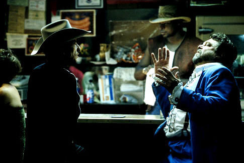 Still of John Goodman and Bob Dylan in Masked and Anonymous (2003)