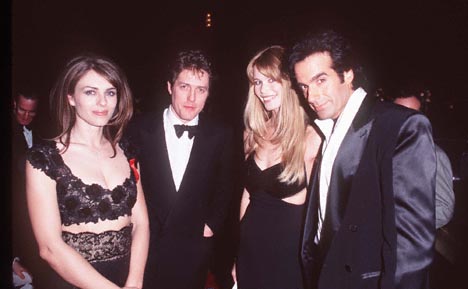 Elizabeth Hurley, Hugh Grant, Claudia Schiffer and David Copperfield