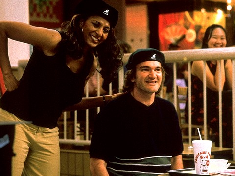 Pam Grier with writer/director Quentin Tarantino