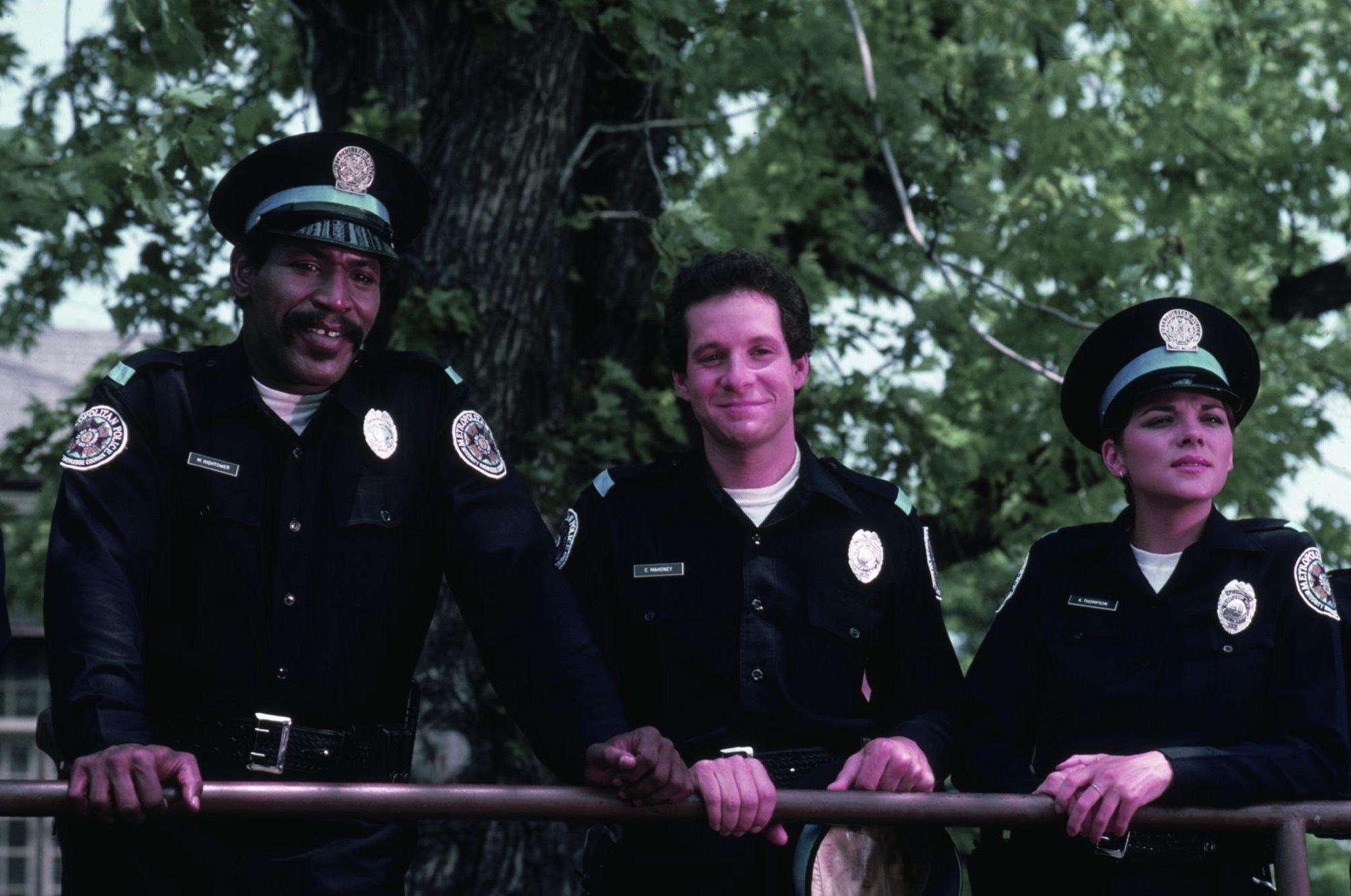 Still of Kim Cattrall, Steve Guttenberg and Bubba Smith in Police Academy (1984)