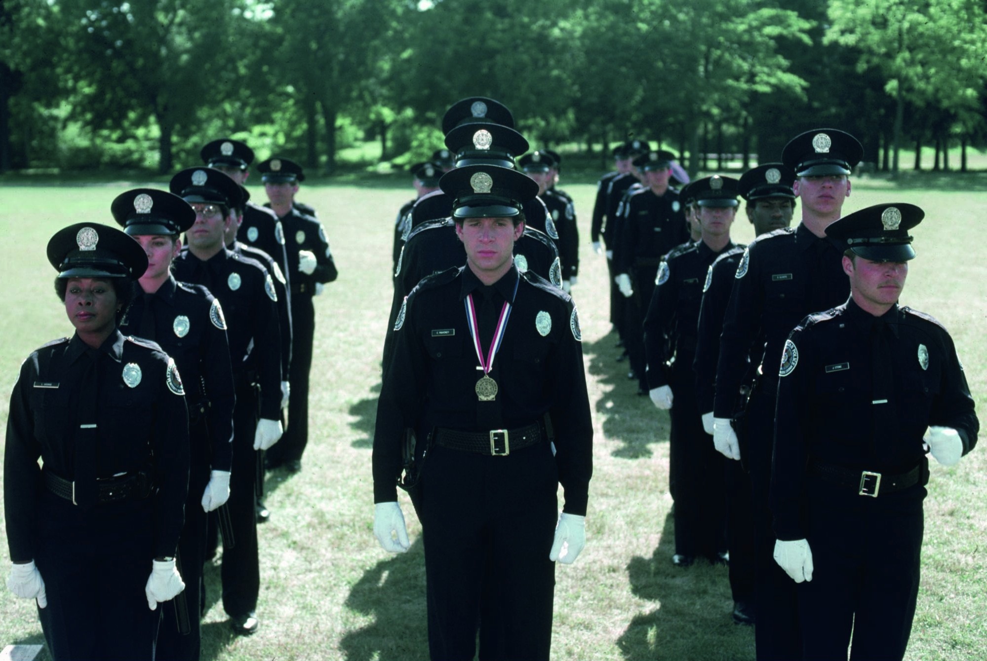 Still of Kim Cattrall, Steve Guttenberg, Bruce Mahler and Marion Ramsey in Police Academy (1984)
