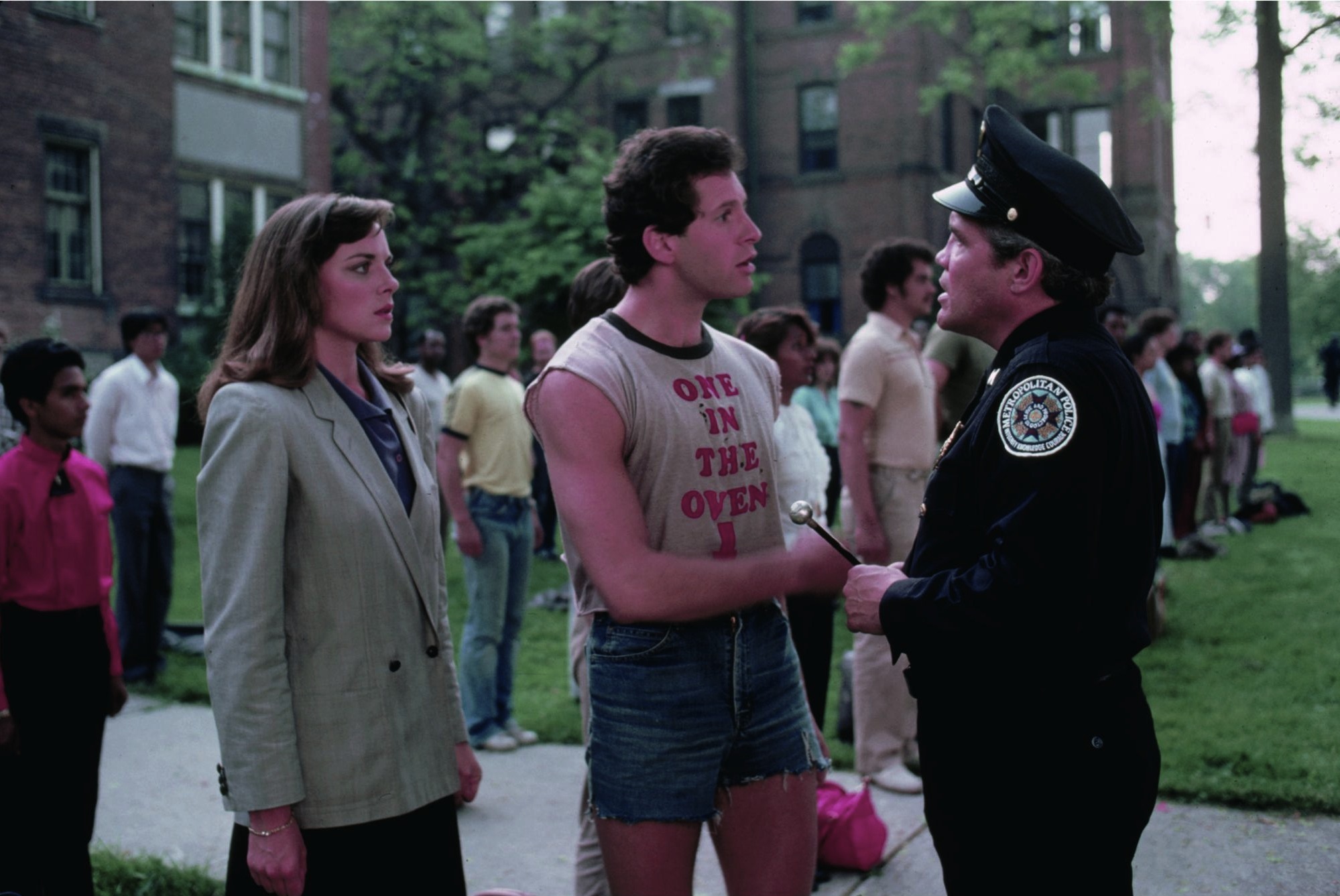 Still of Kim Cattrall, Steve Guttenberg and G.W. Bailey in Police Academy (1984)