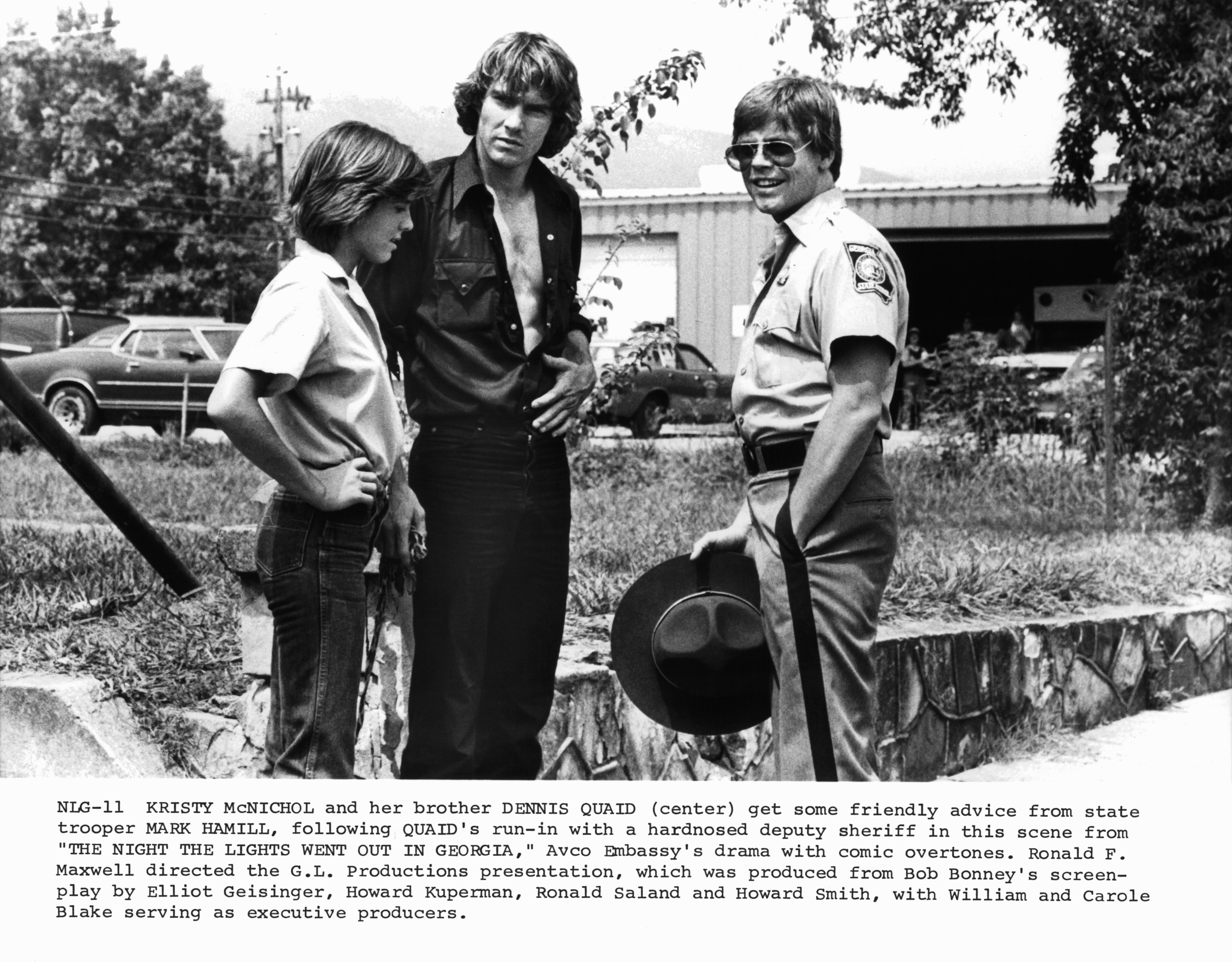 Still of Mark Hamill, Dennis Quaid and Kristy McNichol in The Night the Lights Went Out in Georgia (1981)