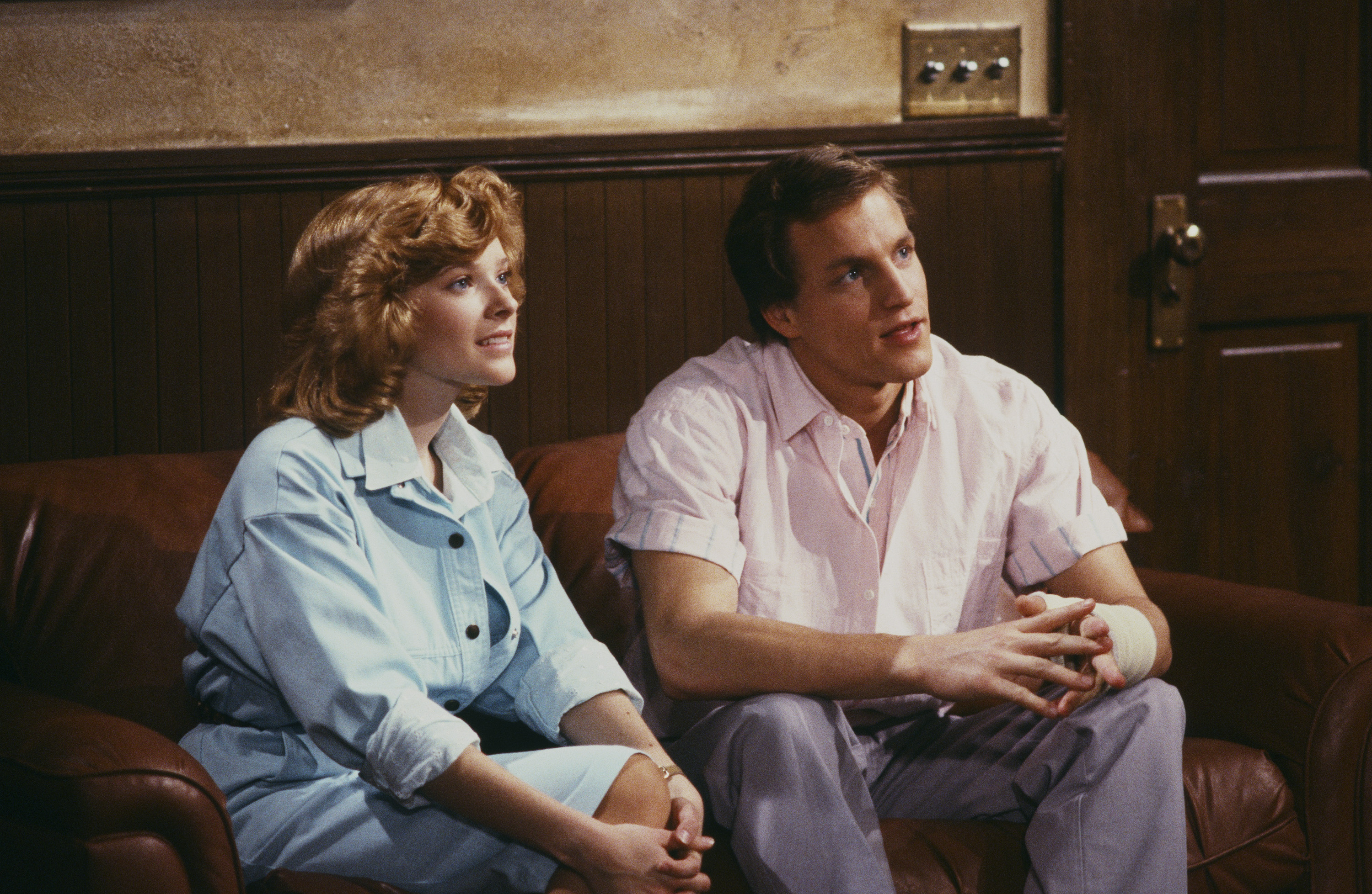 Still of Woody Harrelson and Cady McClain in Cheers (1982)