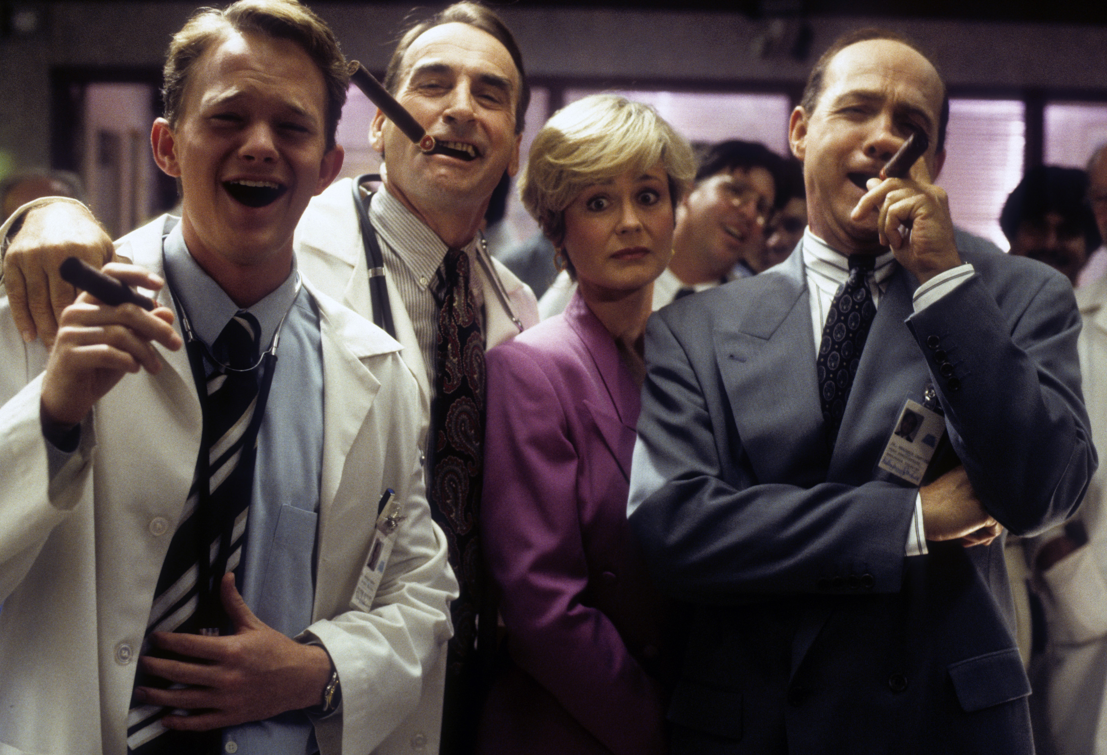 Still of Neil Patrick Harris, Belinda Montgomery, Lawrence Pressman and James Sikking in Doogie Howser, M.D. (1989)