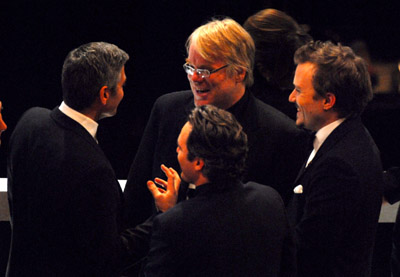 George Clooney, Philip Seymour Hoffman and Heath Ledger at event of The 78th Annual Academy Awards (2006)