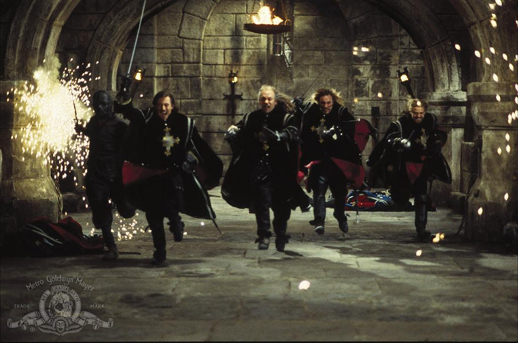 Still of Gabriel Byrne, Gérard Depardieu, Jeremy Irons and John Malkovich in The Man in the Iron Mask (1998)