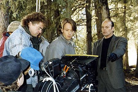 David Winning, John Pyper-Ferguson (Max) and Michael Ironside (Luther) work out their final confrontation in the woods. Bragg Creek, Alberta, Canada.