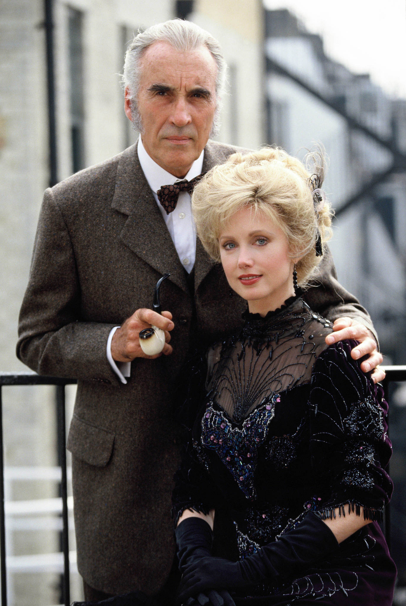 Morgan Fairchild and Christopher Lee at event of Sherlock Holmes and the Leading Lady (1991)