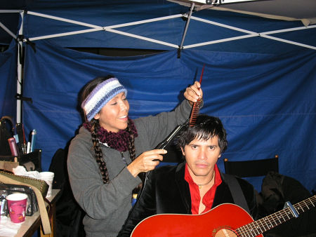 Hair Department head Nanci Cascio on the set of Sueño with John Leguizamo.