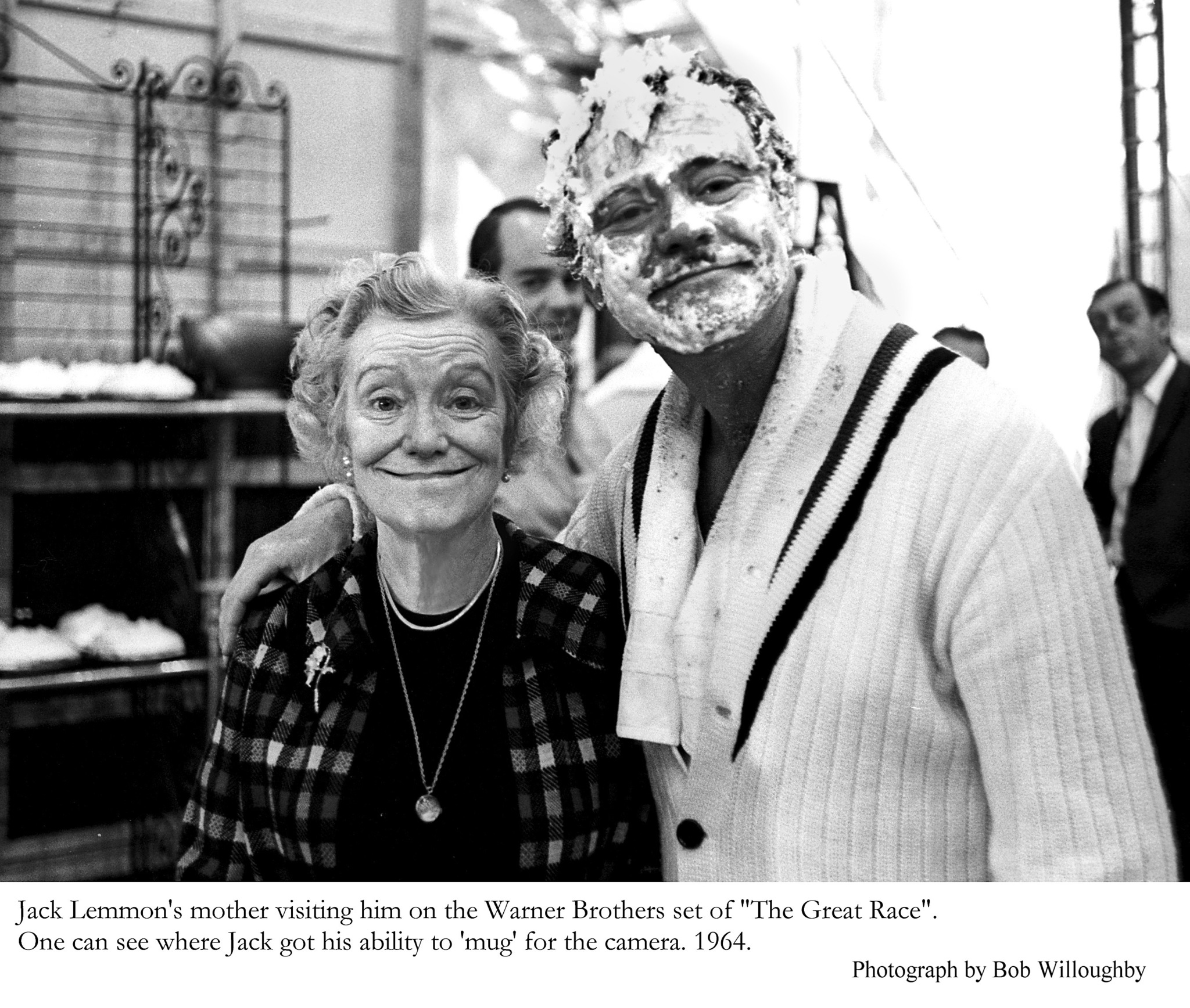 Jack Lemmon with his mother on the set of 